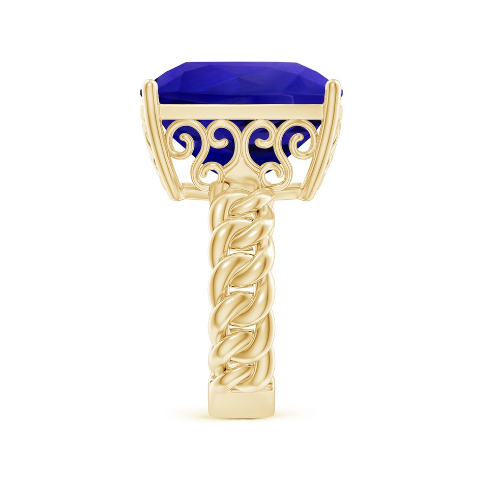 16.50x11.64x8.75mm AAAA GIA Certified Rectangular Cushion Tanzanite Cuban Chain Solitaire Ring in 18K Yellow Gold side 499