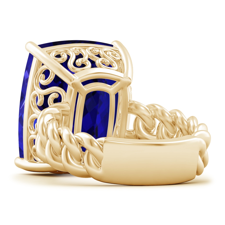 16.50x11.64x8.75mm AAAA GIA Certified Rectangular Cushion Tanzanite Cuban Chain Solitaire Ring in 18K Yellow Gold side 599