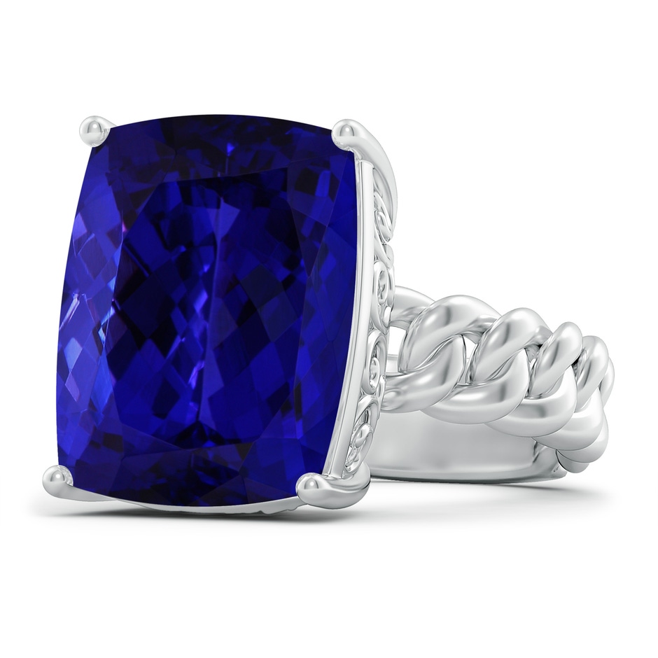 16.50x11.64x8.75mm AAAA GIA Certified Rectangular Cushion Tanzanite Cuban Chain Solitaire Ring in White Gold side 199