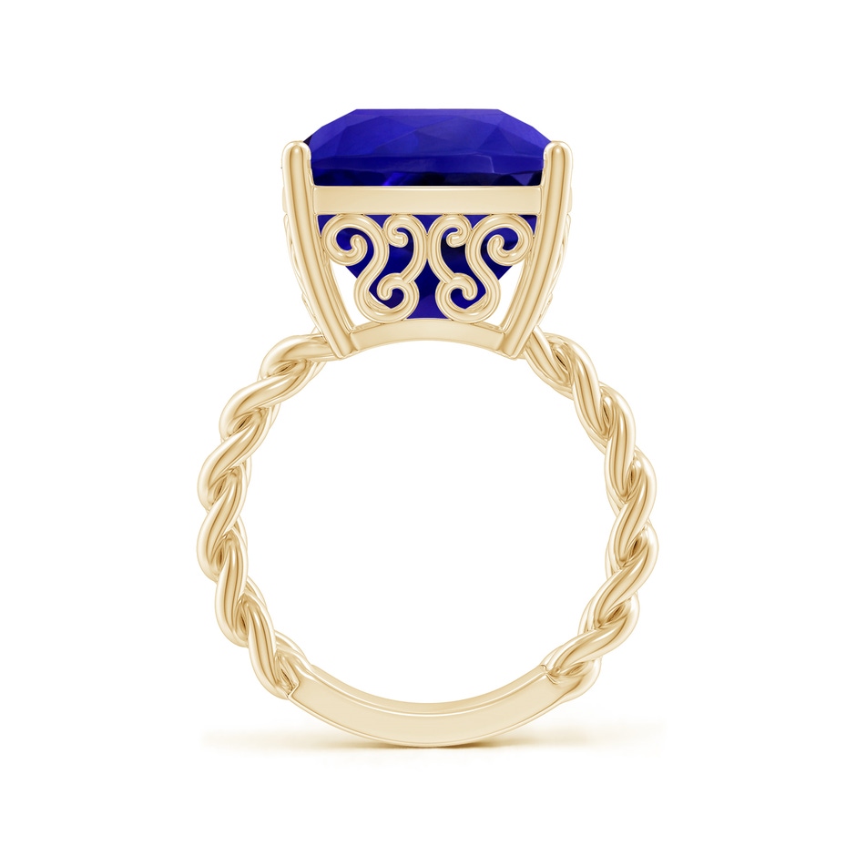 16.50x11.64x8.75mm AAAA GIA Certified Rectangular Cushion Tanzanite Cuban Chain Solitaire Ring in Yellow Gold side 399