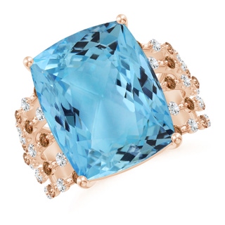 16.79x13.55x10.14mm AA GIA Certified Rectangular Cushion Aquamarine Solitaire Ring in 18K Rose Gold