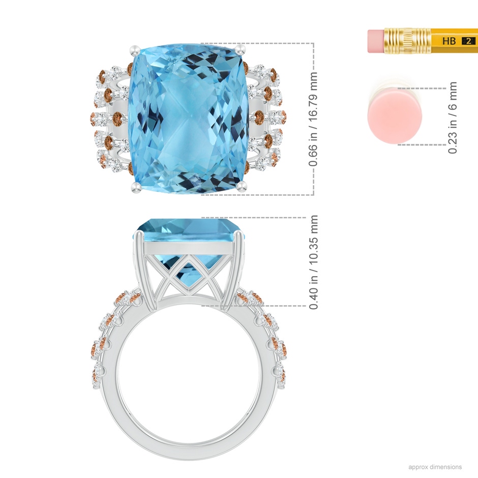 16.79x13.55x10.14mm AA GIA Certified Rectangular Cushion Aquamarine Solitaire Ring in 18K White Gold ruler