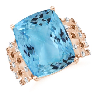 16.79x13.55x10.14mm AA GIA Certified Rectangular Cushion Aquamarine Solitaire Ring in Rose Gold