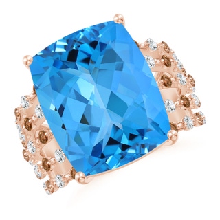 16.07x12.01x7.75mm AAA GIA Certified Rectangular Cushion Swiss Blue Topaz Solitaire Ring in 18K Rose Gold