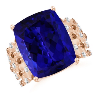 16.50x11.64x8.75mm AAAA GIA Certified Rectangular Cushion Tanzanite Solitaire Ring in 9K Rose Gold