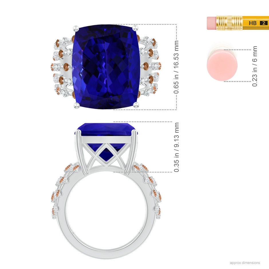 16.50x11.64x8.75mm AAAA GIA Certified Rectangular Cushion Tanzanite Solitaire Ring in White Gold ruler