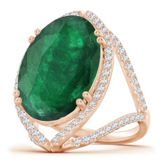 20.38x14.37x8.76mm A GIA Certified Oval Emerald Split Shank Halo Ring in 10K Rose Gold