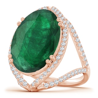 20.38x14.37x8.76mm A GIA Certified Oval Emerald Split Shank Halo Ring in 18K Rose Gold