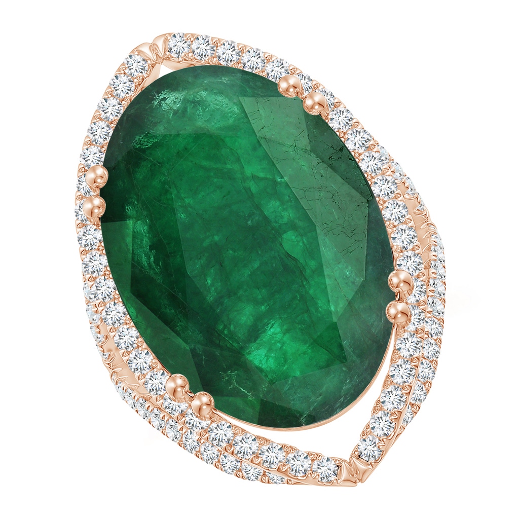 20.38x14.37x8.76mm A GIA Certified Oval Emerald Split Shank Halo Ring in Rose Gold Side 199
