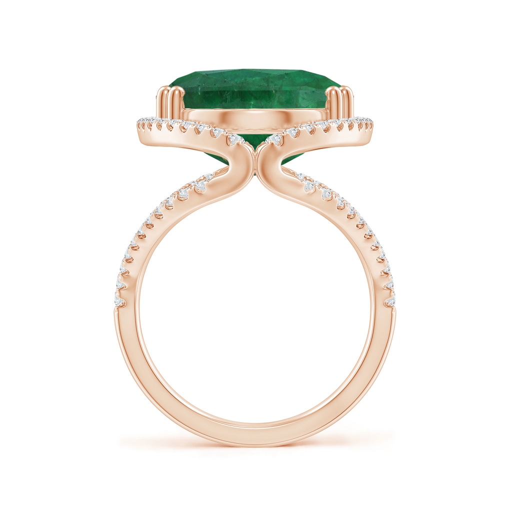 20.38x14.37x8.76mm A GIA Certified Oval Emerald Split Shank Halo Ring in Rose Gold Side 399