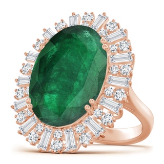 20.38x14.37x8.76mm A GIA Certified Oval Emerald Split Shank Ring With Diamond Halo in 18K Rose Gold