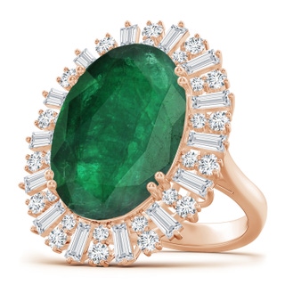 20.38x14.37x8.76mm A GIA Certified Oval Emerald Split Shank Ring With Diamond Halo in Rose Gold