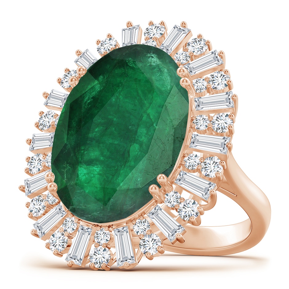 20.38x14.37x8.76mm A GIA Certified Oval Emerald Split Shank Ring With Diamond Halo in Rose Gold 