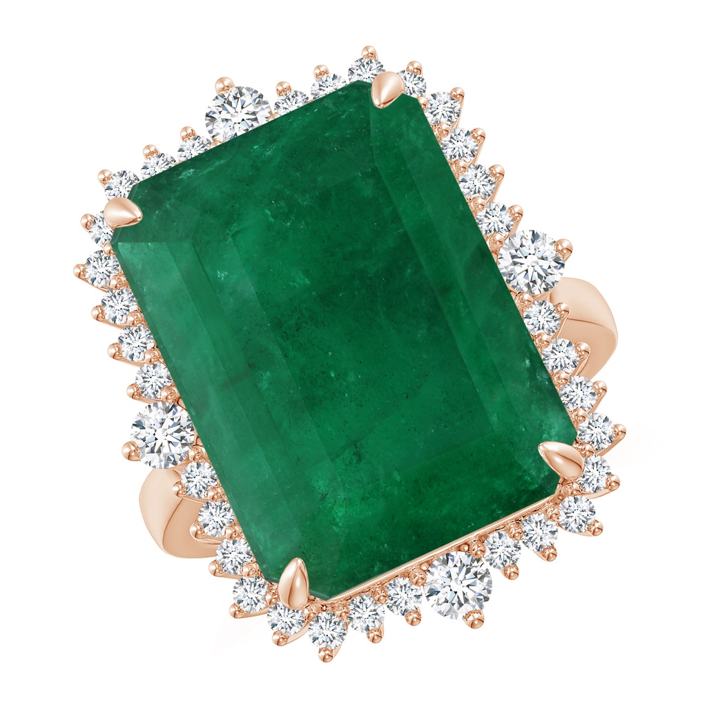 16.92x12.42x10.75mm A Art Deco-Inspired GIA Certified Emerald-Cut Emerald Halo Ring in Rose Gold Side 199
