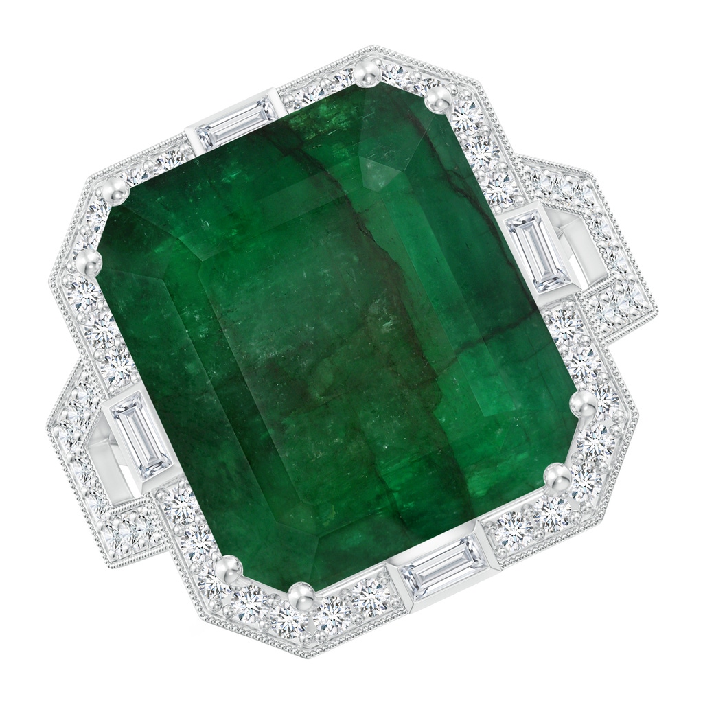 21.24x18.27x12.26mm A Art Deco-Inspired GIA Certified Emerald-Cut Emerald Ring With Halo in 18K White Gold Side 199