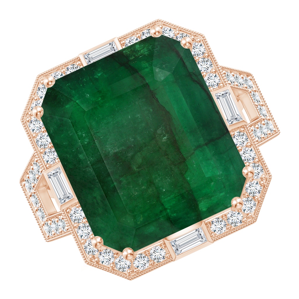 21.24x18.27x12.26mm A Art Deco-Inspired GIA Certified Emerald-Cut Emerald Ring With Halo in Rose Gold Side 199