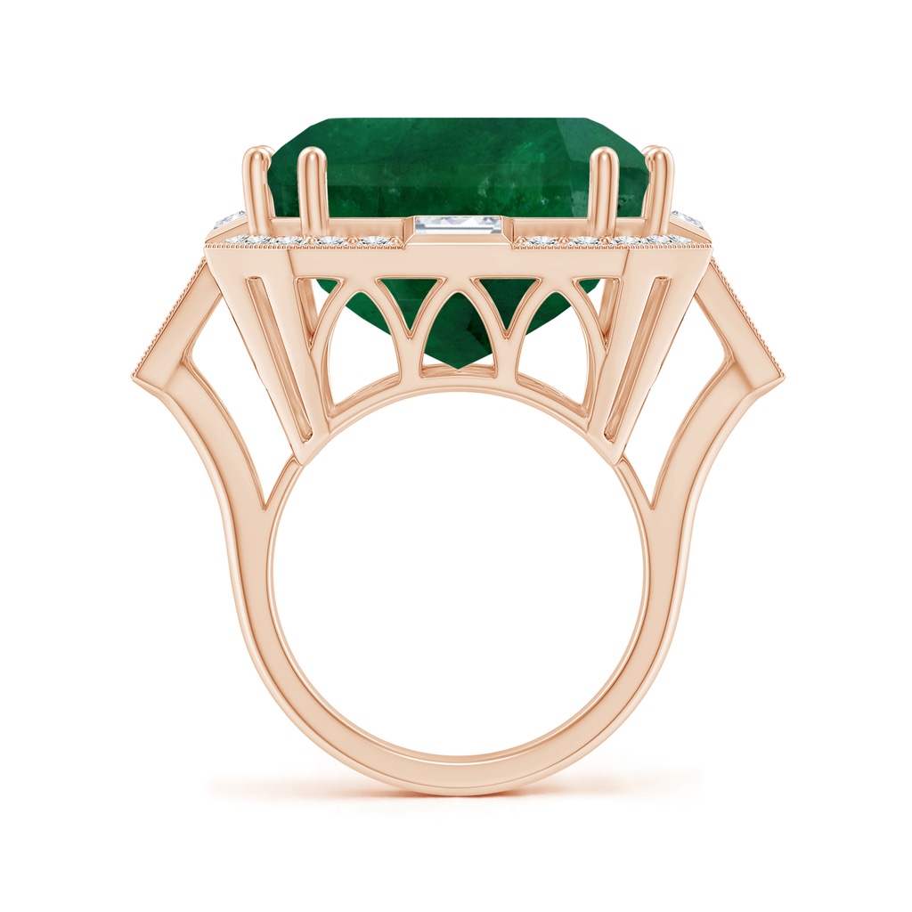 21.24x18.27x12.26mm A Art Deco-Inspired GIA Certified Emerald-Cut Emerald Ring With Halo in Rose Gold Side 399