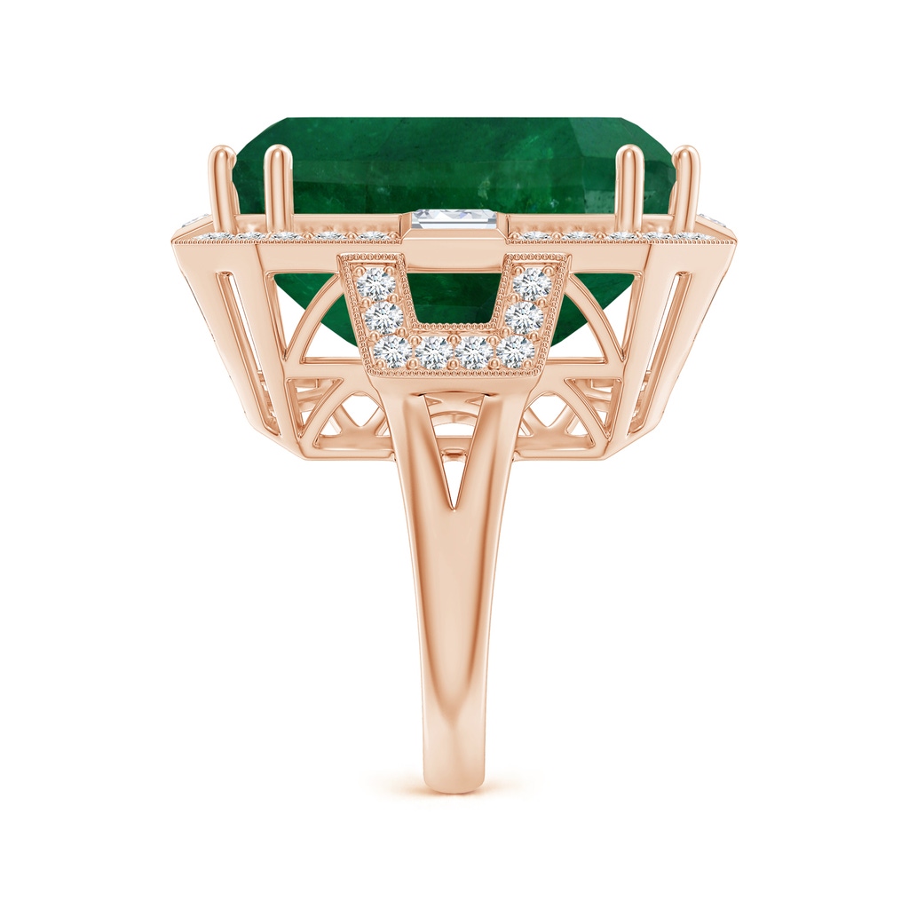 21.24x18.27x12.26mm A Art Deco-Inspired GIA Certified Emerald-Cut Emerald Ring With Halo in Rose Gold Side 499