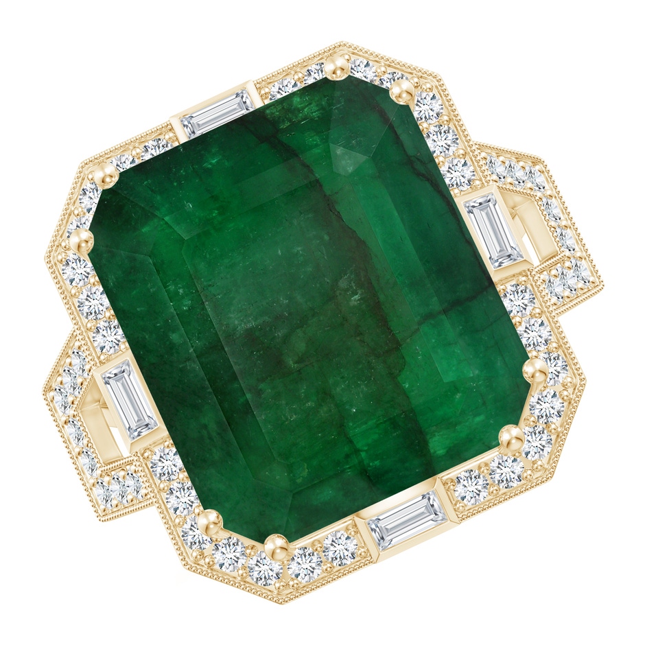21.24x18.27x12.26mm A Art Deco-Inspired GIA Certified Emerald-Cut Emerald Ring With Halo in Yellow Gold side 199