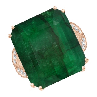 21.24x18.27x12.26mm A Vintage-Inspired GIA Certified Emerald-Cut Emerald Solitaire Ring in 10K Rose Gold