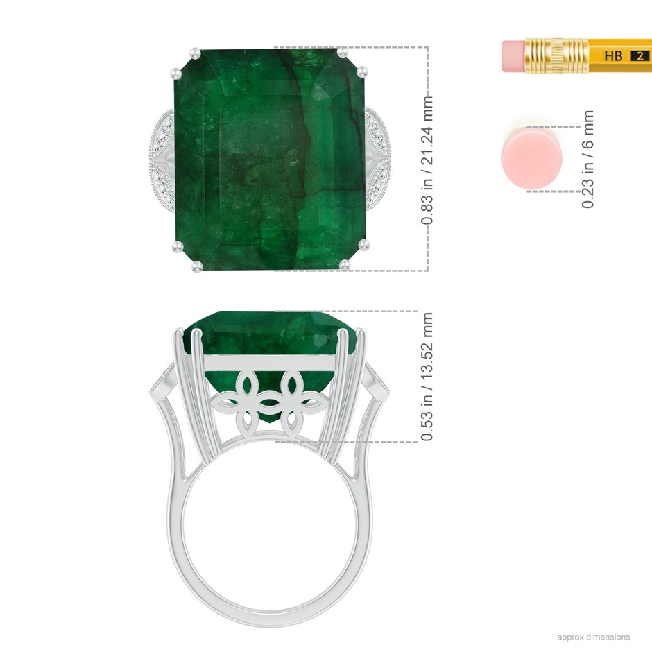 21.24x18.27x12.26mm A Vintage-Inspired GIA Certified Emerald-Cut Emerald Solitaire Ring in 18K White Gold ruler