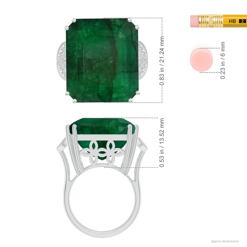 21.24x18.27x12.26mm A Vintage-Inspired GIA Certified Emerald-Cut Emerald Solitaire Ring in White Gold ruler