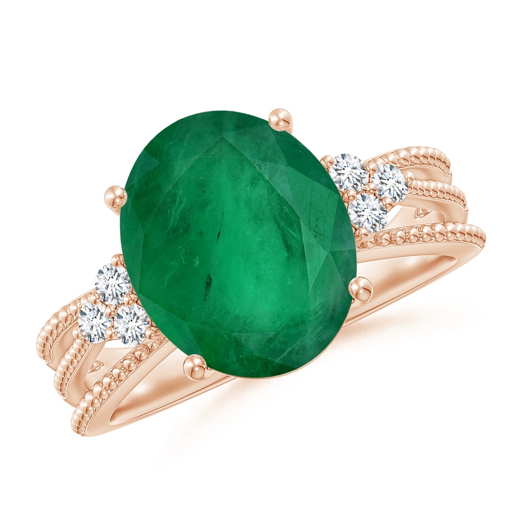 12.02x9.84x6.76mm A Classic GIA Certified Oval Emerald Solitaire Ring With Trio Diamonds in Rose Gold Side 199