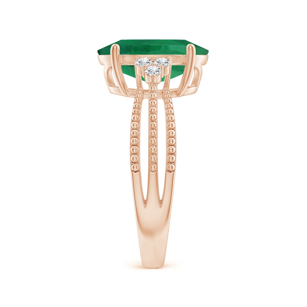 12.02x9.84x6.76mm A Classic GIA Certified Oval Emerald Solitaire Ring With Trio Diamonds in Rose Gold Side 499