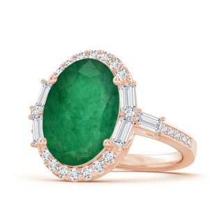 14.78x10.74x5.36mm A Classic GIA Certified Oval Emerald Halo Ring in 18K Rose Gold