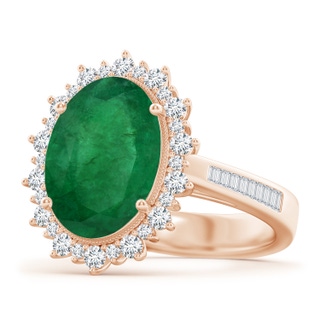 13.16x9.69x5.86mm AA Classic GIA Certified Oval Emerald Ring With Diamond Halo in 10K Rose Gold
