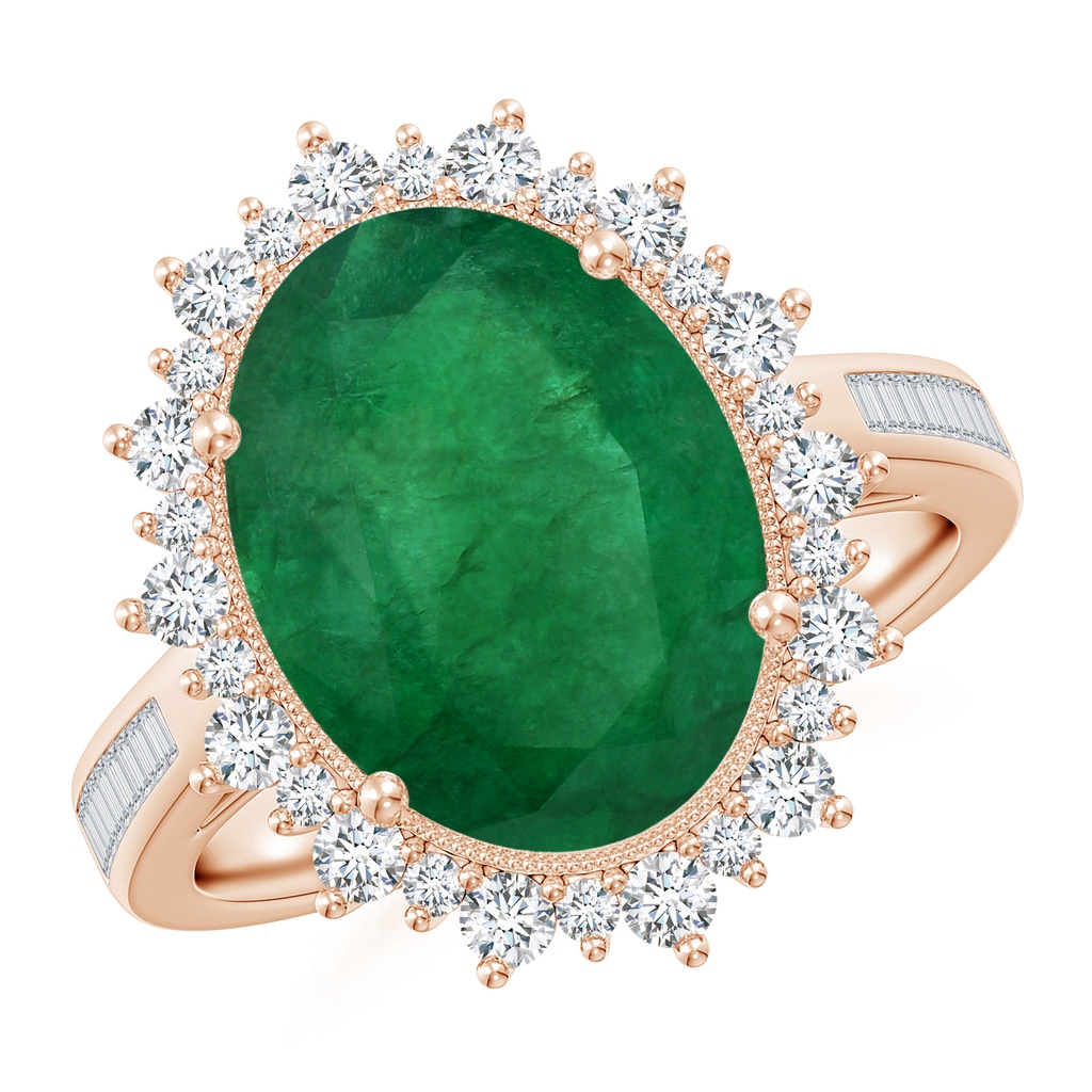 13.16x9.69x5.86mm AA Classic GIA Certified Oval Emerald Ring With Diamond Halo in 10K Rose Gold Side 199