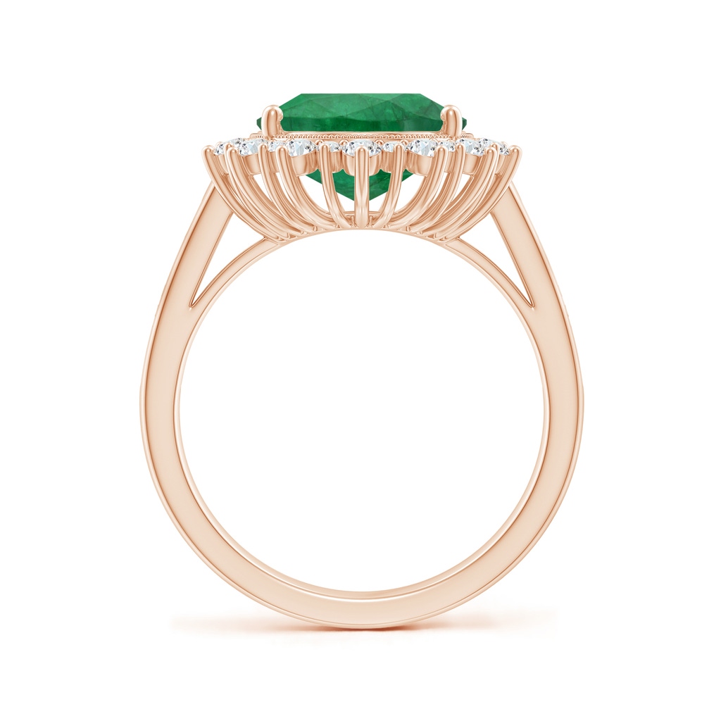 13.16x9.69x5.86mm AA Classic GIA Certified Oval Emerald Ring With Diamond Halo in 10K Rose Gold Side 399