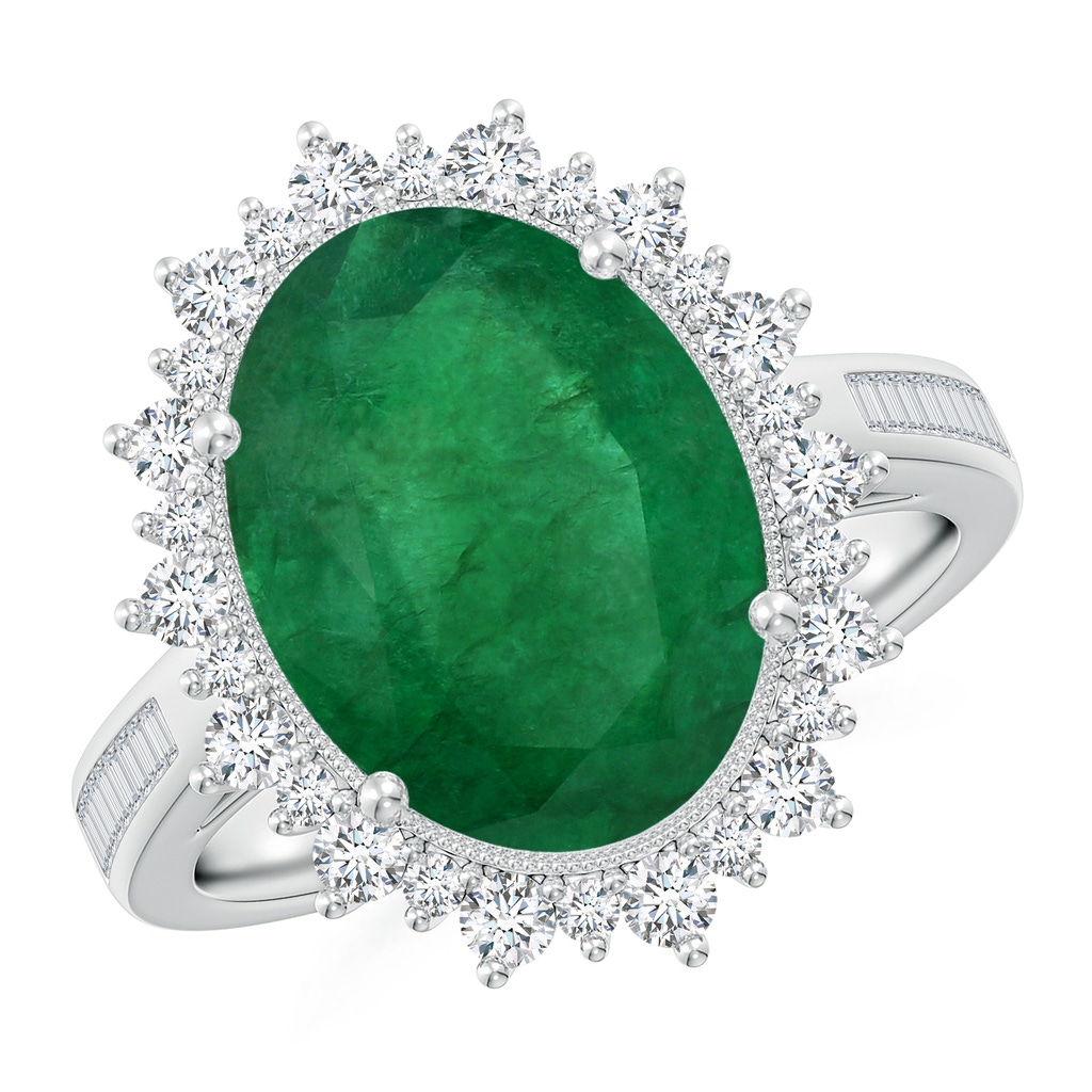 13.16x9.69x5.86mm AA Classic GIA Certified Oval Emerald Ring With Diamond Halo in 18K White Gold Side 199