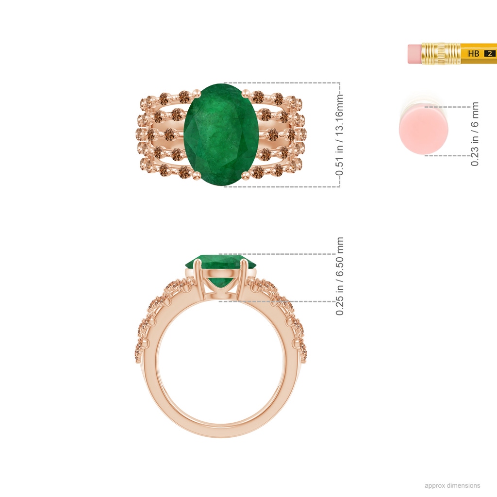 13.16x9.69x5.86mm AA Classic GIA Certified Oval Emerald Solitaire Ring With Diamond Accents in Rose Gold ruler