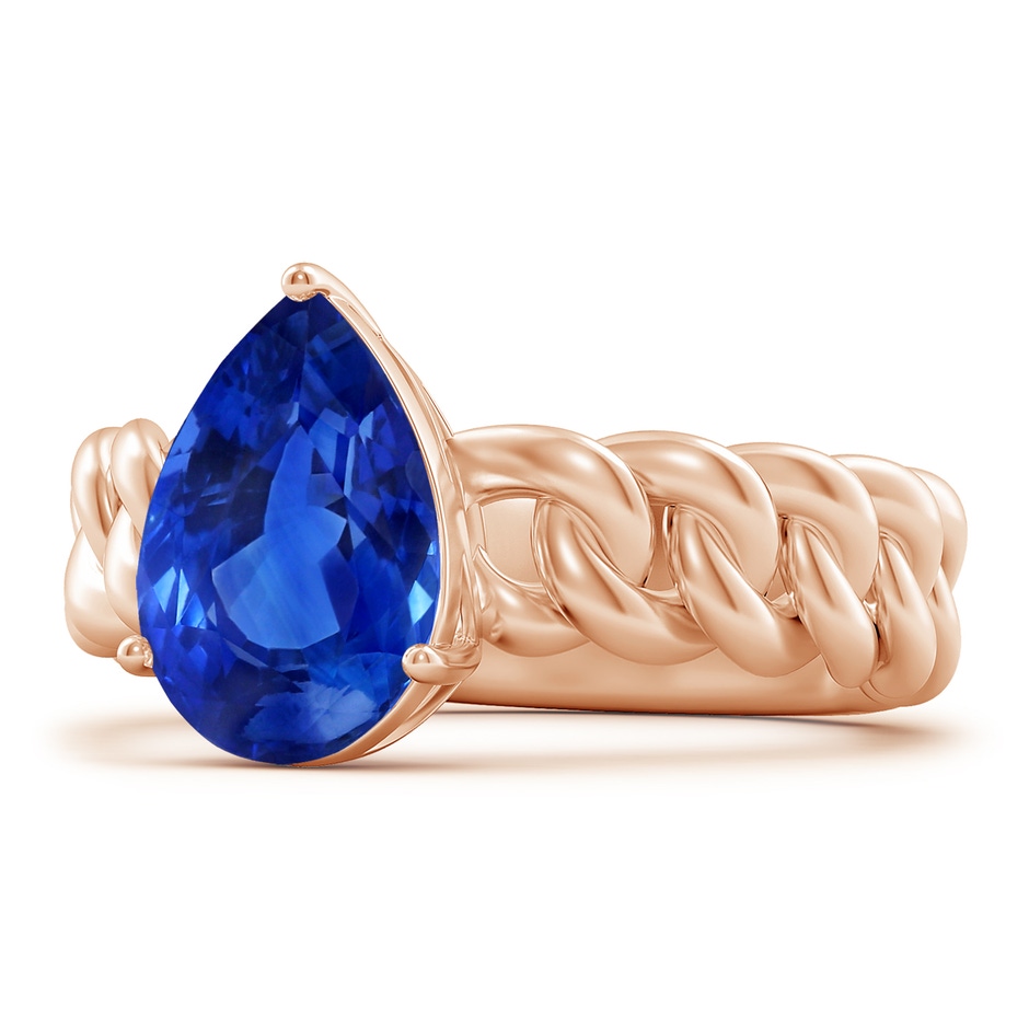 11.29x7.73x6.17mm AAA Classic GIA Certified Pear-Shaped Blue Sapphire Chain Solitaire Ring in 18K Rose Gold side 199