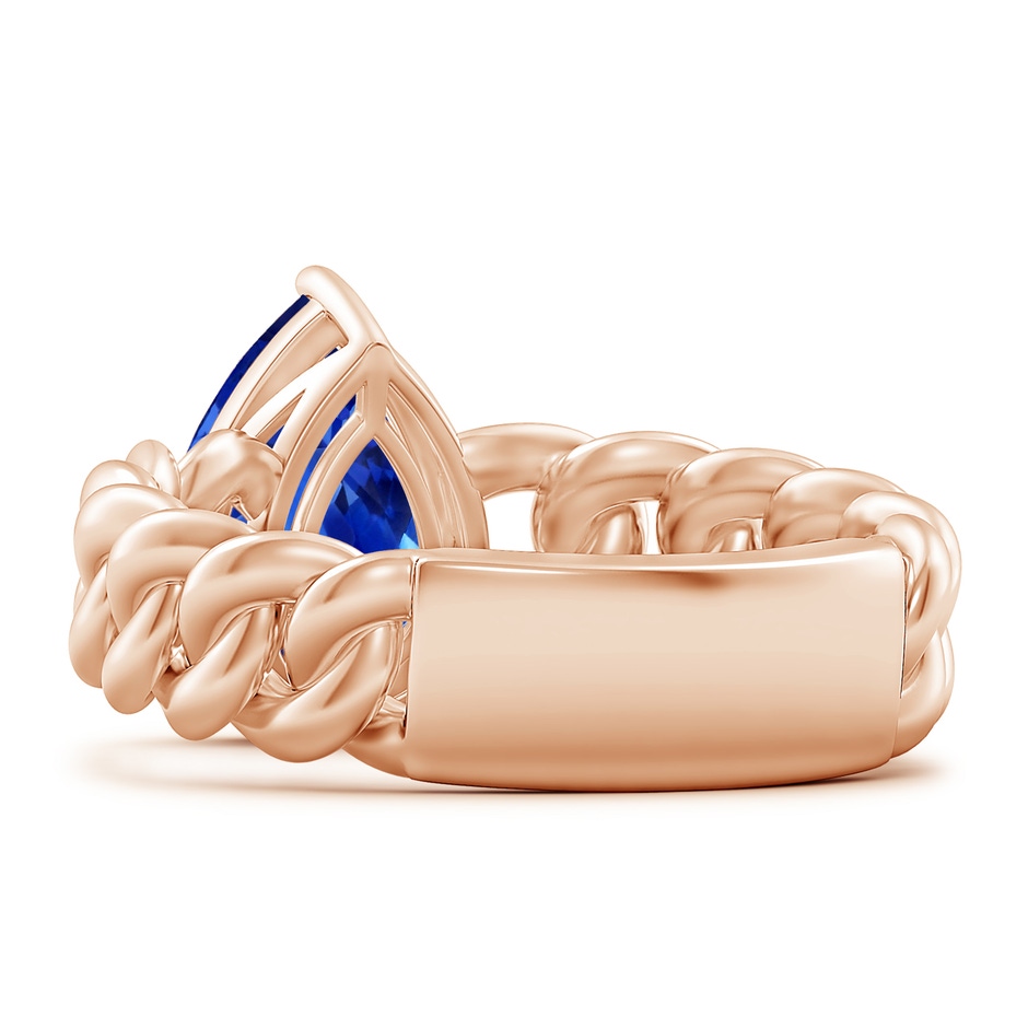 11.29x7.73x6.17mm AAA Classic GIA Certified Pear-Shaped Blue Sapphire Chain Solitaire Ring in 18K Rose Gold side 599