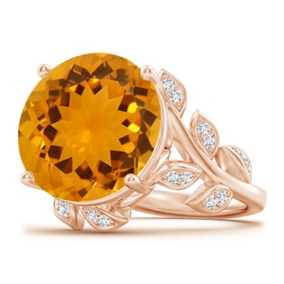 13.99-14.06x8.60mm AA Nature-Inspired GIA Certified Round Citrine Solitaire Ring in Rose Gold