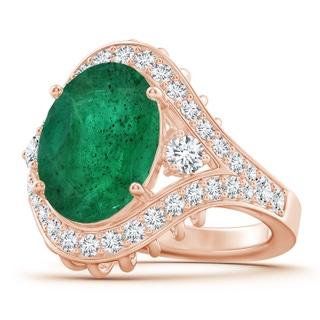 13.67x10.41x6.54mm A Vintage-Inspired GIA Certified Oval Emerald Cage Style Ring With Halo in 18K Rose Gold