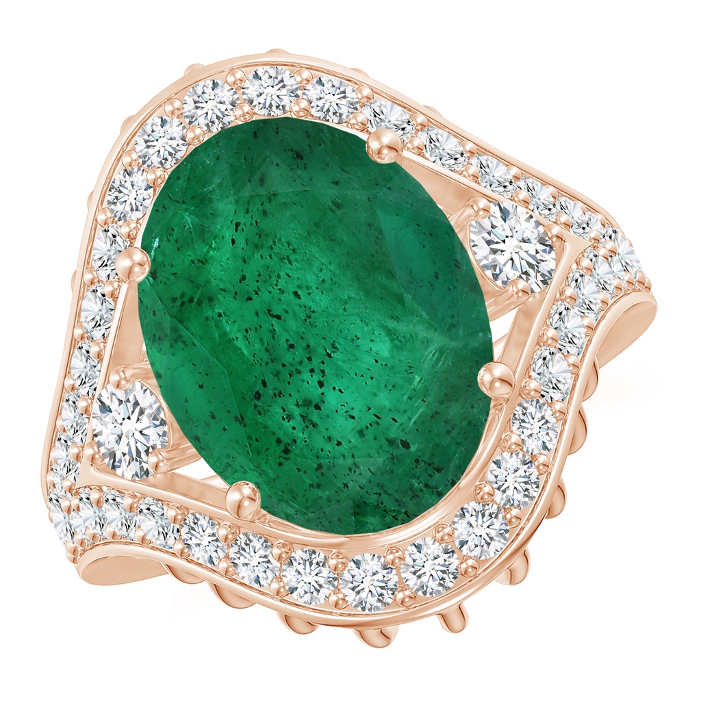 13.67x10.41x6.54mm A Vintage-Inspired GIA Certified Oval Emerald Cage Style Ring With Halo in Rose Gold Side 199