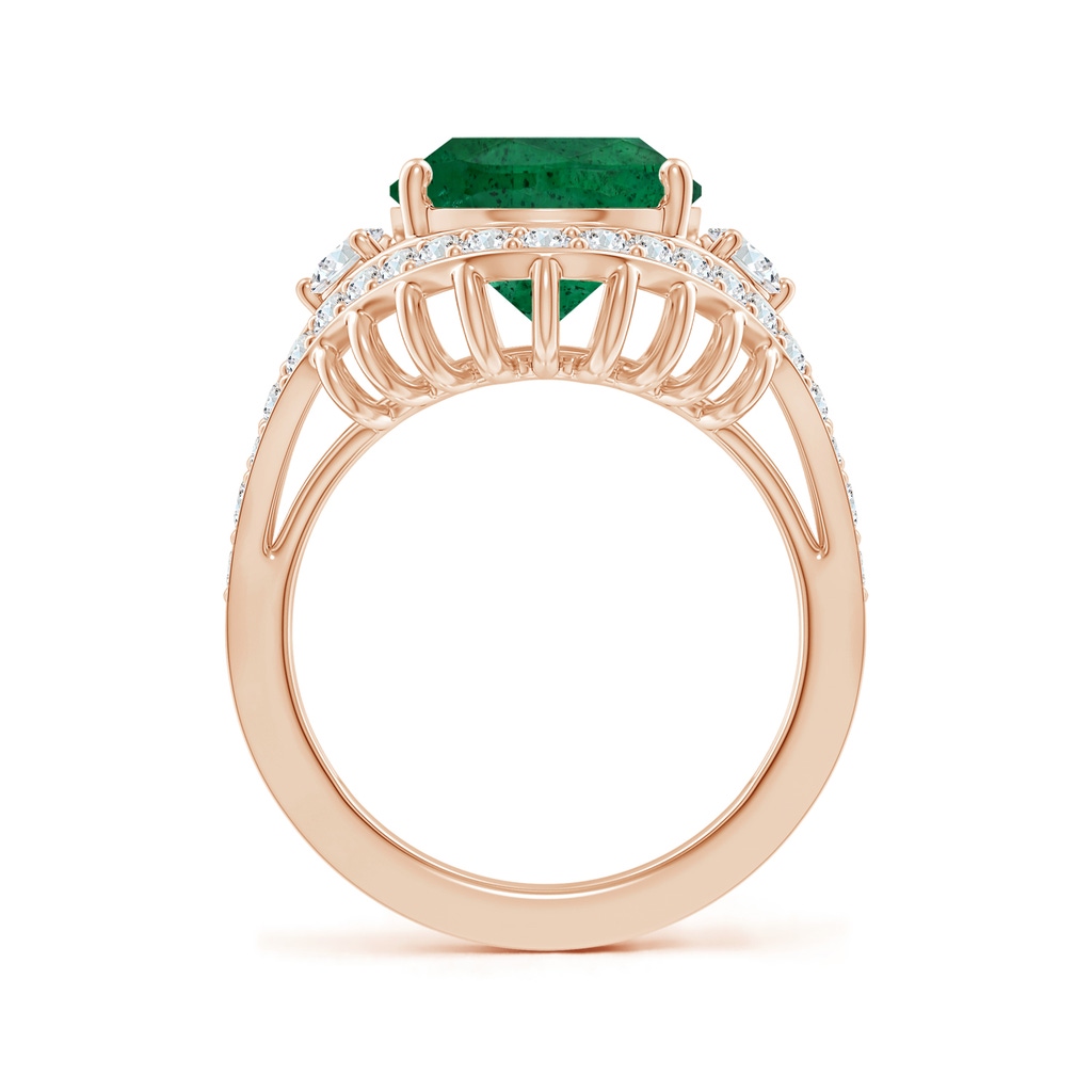 13.67x10.41x6.54mm A Vintage-Inspired GIA Certified Oval Emerald Cage Style Ring With Halo in Rose Gold Side 399