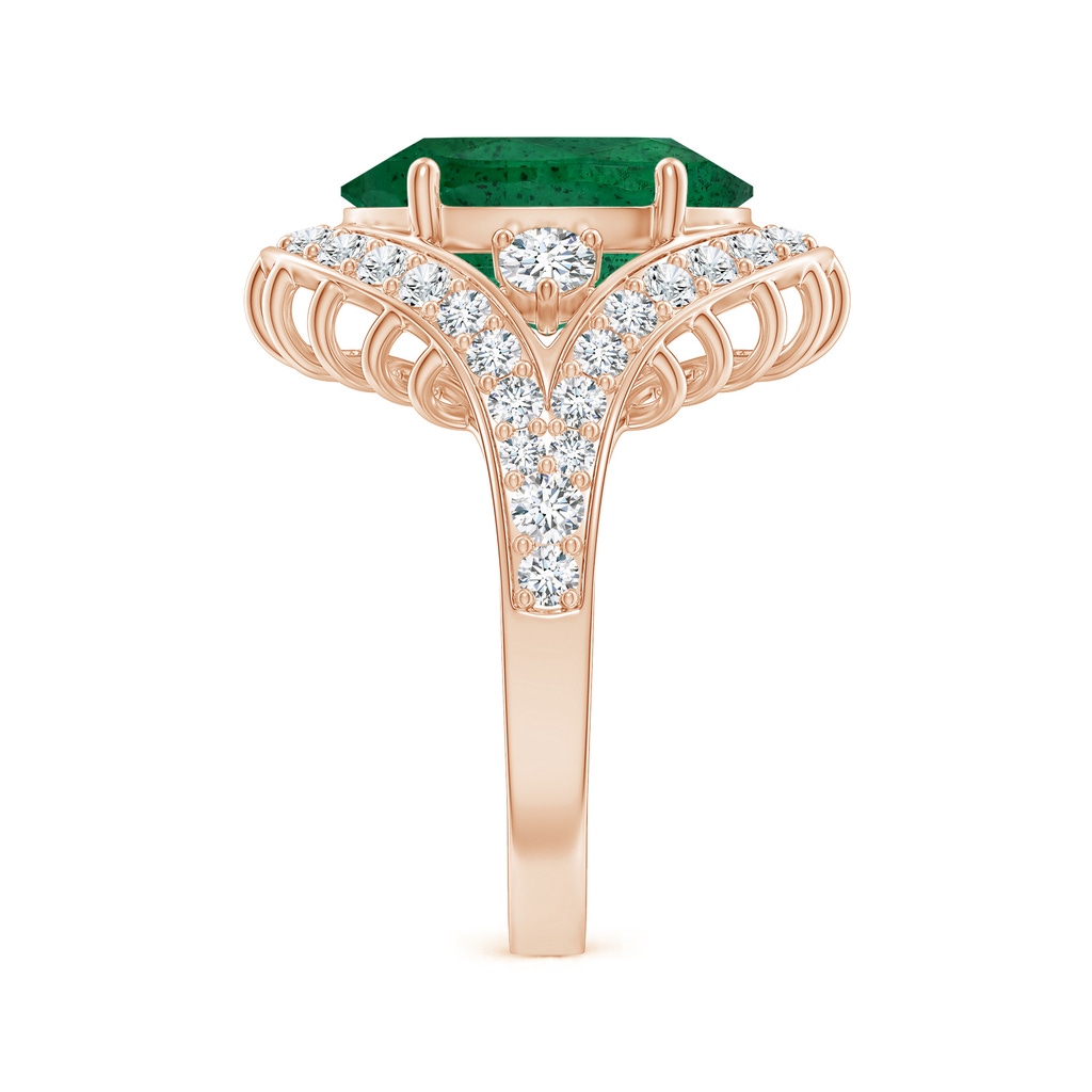 13.67x10.41x6.54mm A Vintage-Inspired GIA Certified Oval Emerald Cage Style Ring With Halo in Rose Gold Side 499