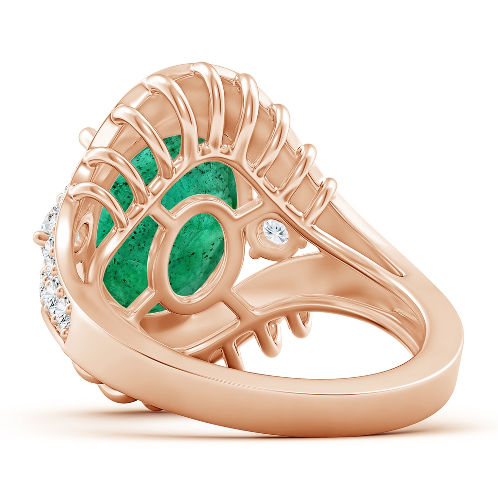13.67x10.41x6.54mm A Vintage-Inspired GIA Certified Oval Emerald Cage Style Ring With Halo in Rose Gold Side 599