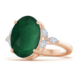 14.34x10.52x5.34mm AA Classic GIA Certified Oval Emerald Solitaire Ring with Side Diamonds in 10K Rose Gold