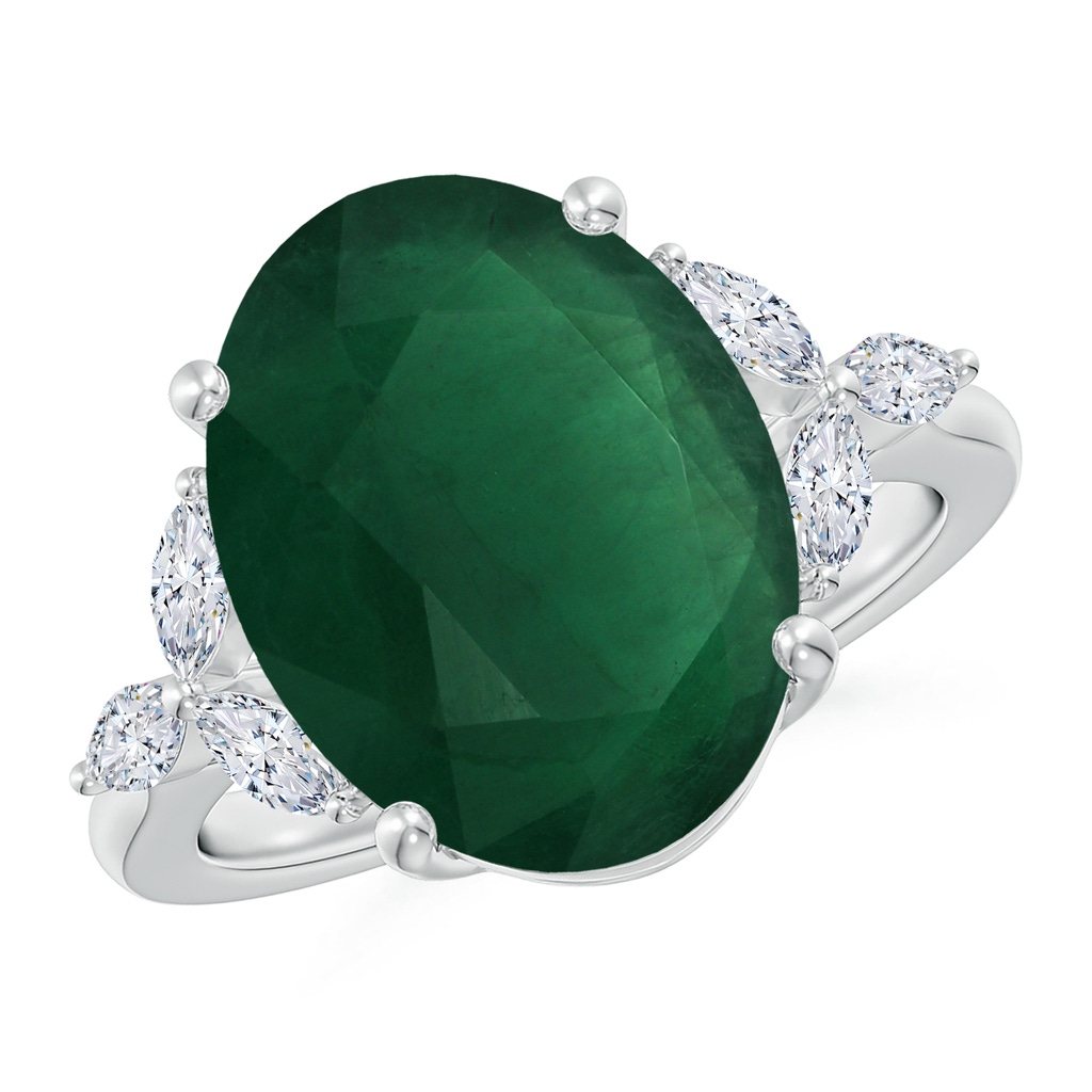 14.34x10.52x5.34mm AA Classic GIA Certified Oval Emerald Solitaire Ring with Side Diamonds in White Gold - side 199