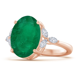 14.41x10.91x6.70mm AA Classic GIA Certified Oval Emerald Solitaire Ring with Side Diamonds in 18K Rose Gold