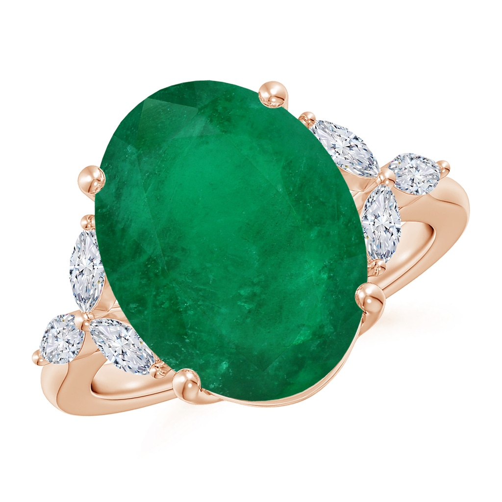 14.41x10.91x6.70mm AA Classic GIA Certified Oval Emerald Solitaire Ring with Side Diamonds in Rose Gold Side 199