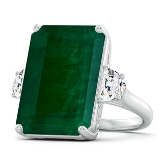 19.99x14.18x9.40mm A Art Deco-Inspired GIA Certified Emerald-Cut Emerald Solitaire Ring with Diamonds in 18K White Gold