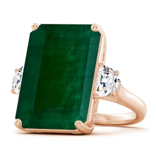 19.99x14.18x9.40mm A Art Deco-Inspired GIA Certified Emerald-Cut Emerald Solitaire Ring with Diamonds in Rose Gold