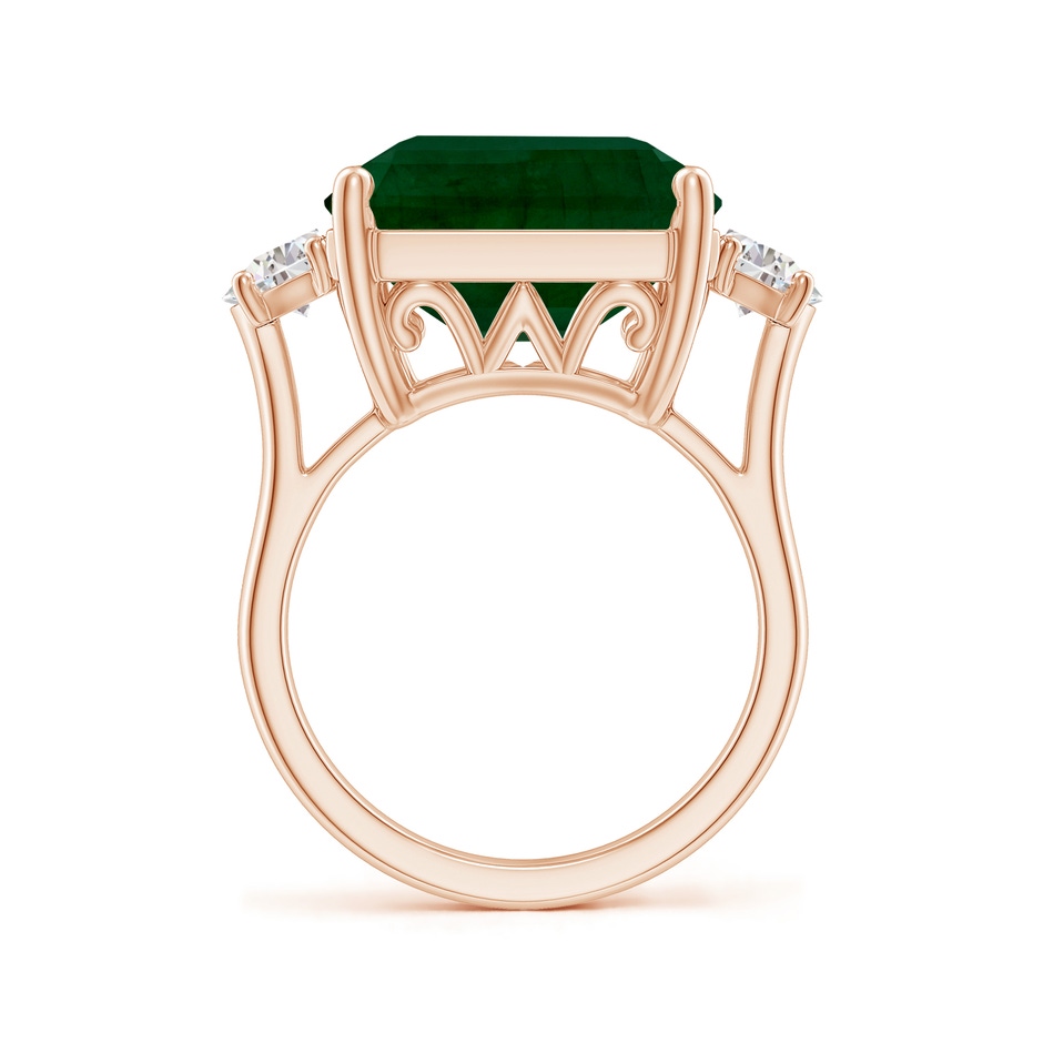 19.99x14.18x9.40mm A Art Deco-Inspired GIA Certified Emerald-Cut Emerald Solitaire Ring with Diamonds in Rose Gold Side 399