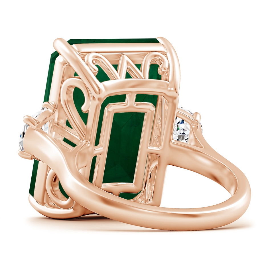 19.99x14.18x9.40mm A Art Deco-Inspired GIA Certified Emerald-Cut Emerald Solitaire Ring with Diamonds in Rose Gold Side 599